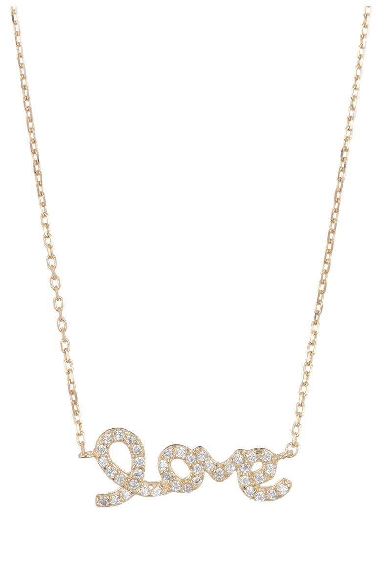 Adornia 14K Yellow Gold Plated Swarovski Crystal Cursive Love Necklace ...