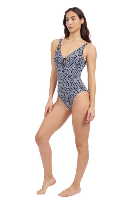 Profile By Gottex Plume V Neck Deep Plunge One Piece In Black White