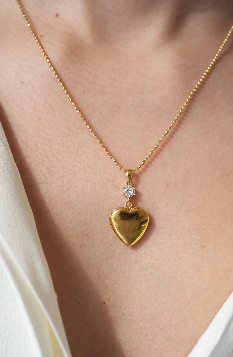 Argento Vivo Sterling Silver Heart Locket Pendant Necklace, Alternate, color, Gold