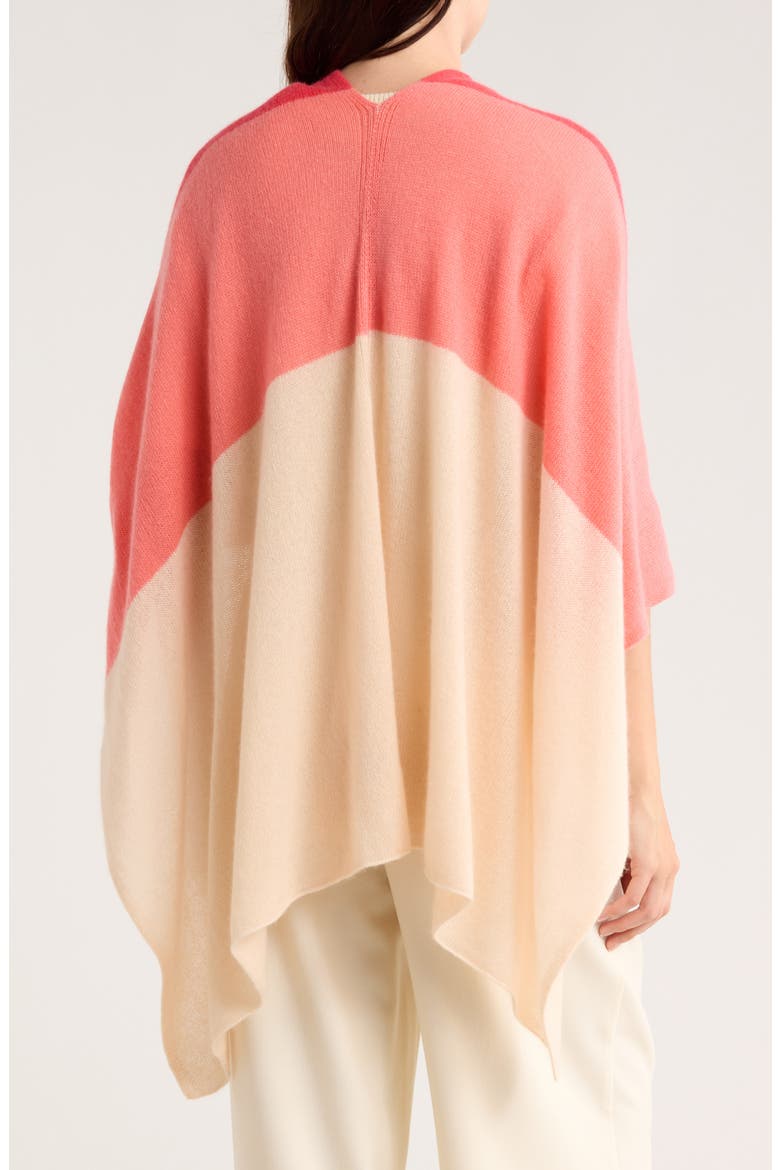 Colorblock Asymmetrical Hem Poncho, Alternate, color, CHERRY/ LOBSTER/ VANILLA