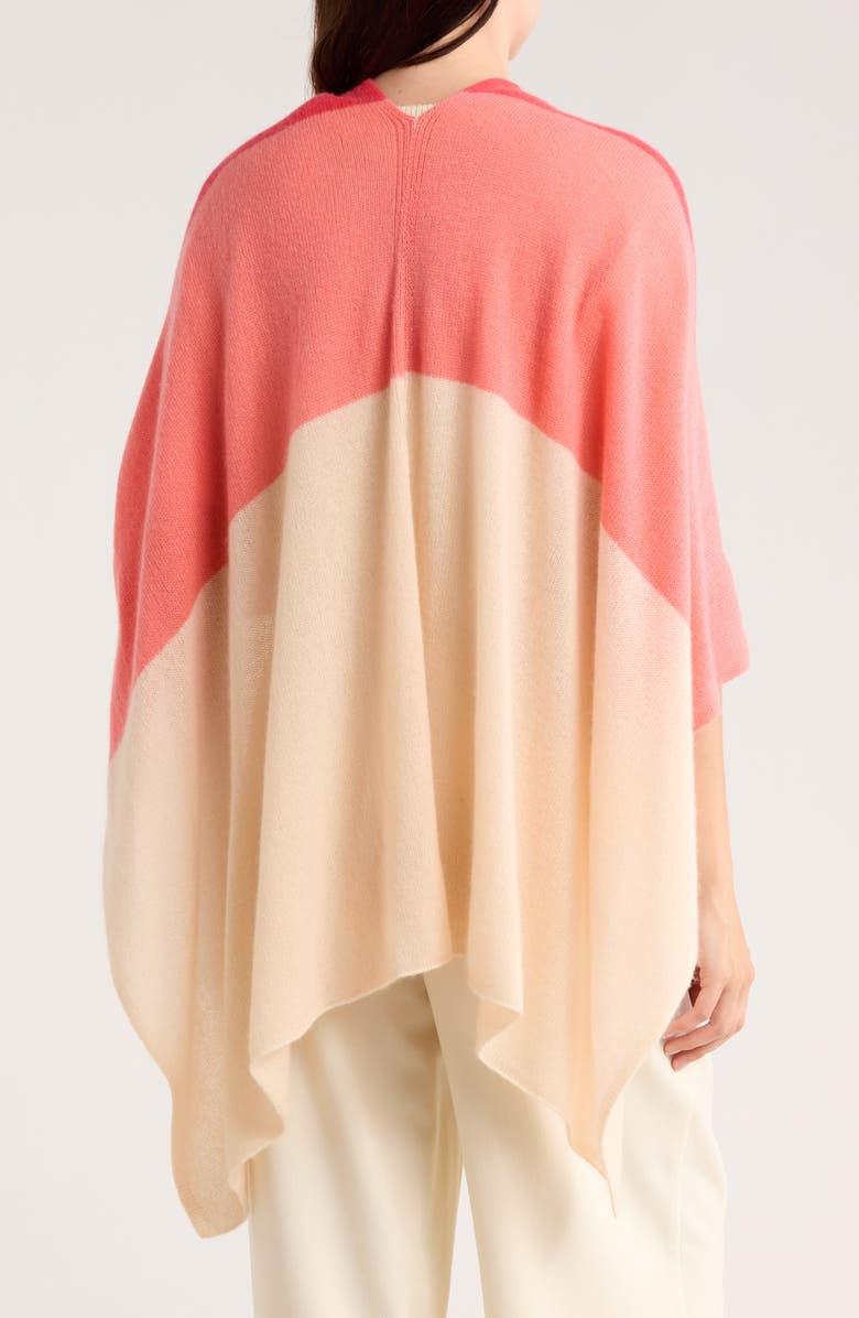 Portolano Colorblock Asymmetrical Hem Poncho, Alternate, color, Cherry/ Lobster/ Vanilla