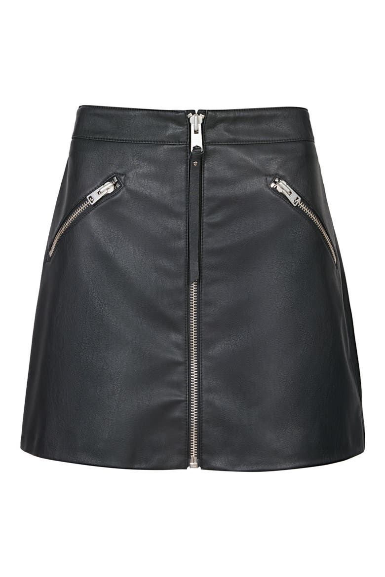 Piper Faux Leather Miniskirt, Alternate, color, BLACK