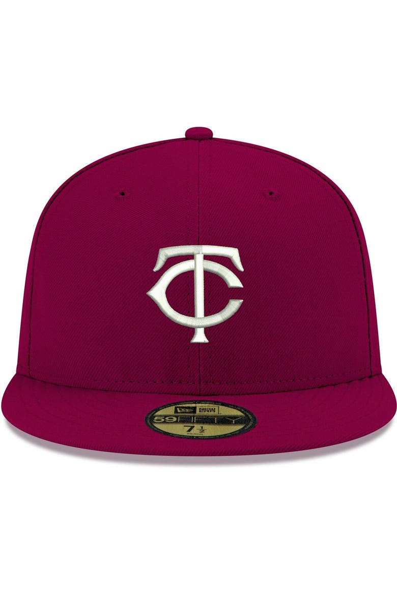 Men's New Era Cardinal Minnesota Twins White Logo 59FIFTY Fitted Hat, Alternate, color, Cardinal