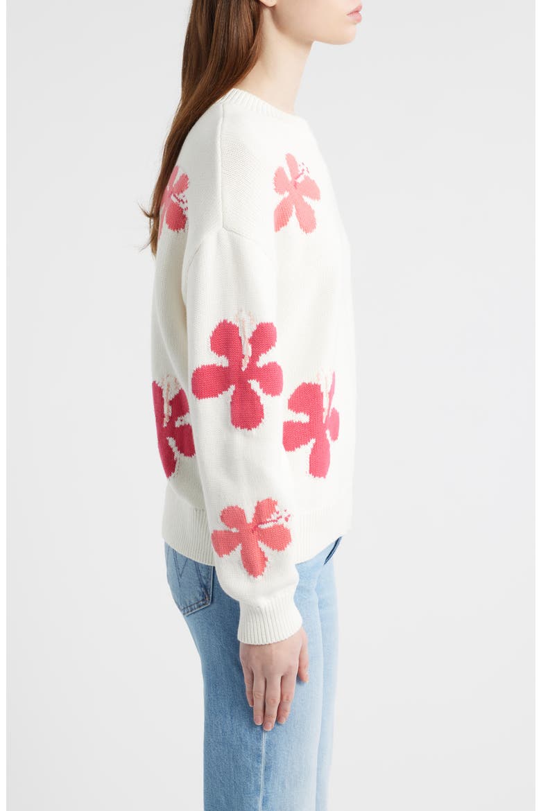 Zoey Floral Intarsia Cotton Sweater, Alternate, color, KAUAI