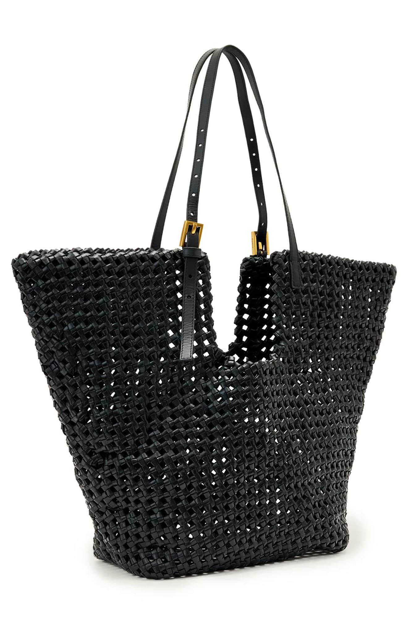 AllSaints Ara East/West Knot Tote, Alternate, color, Black