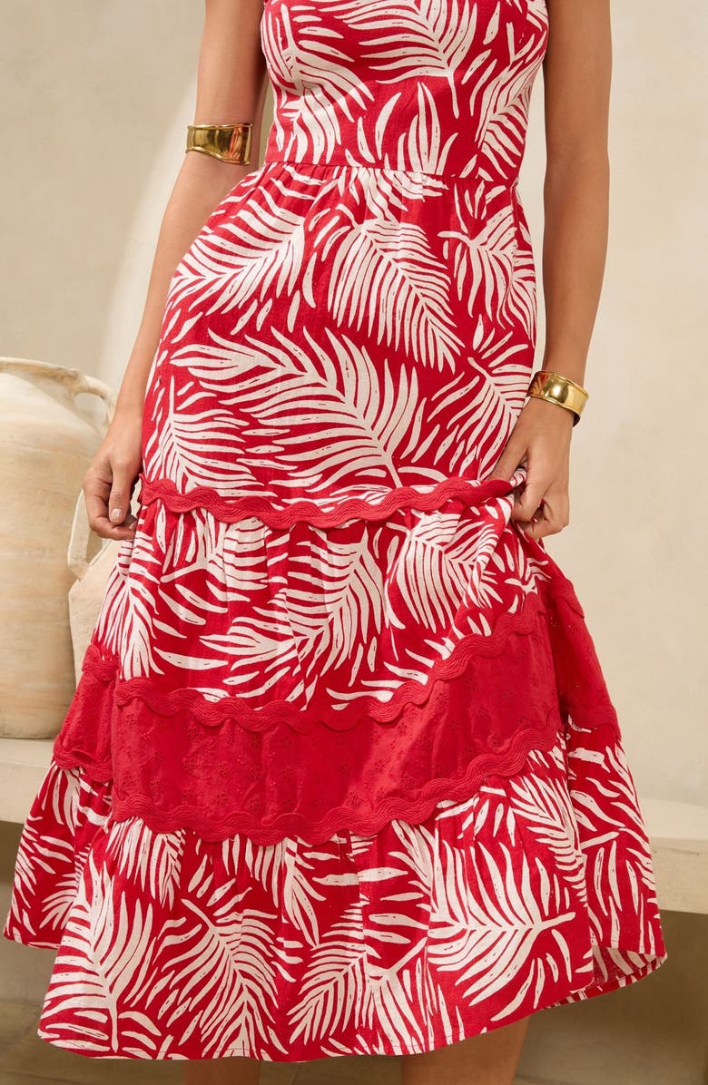 Lipsy Palm Print Tiered Maxi Sundress, Alternate, color, 