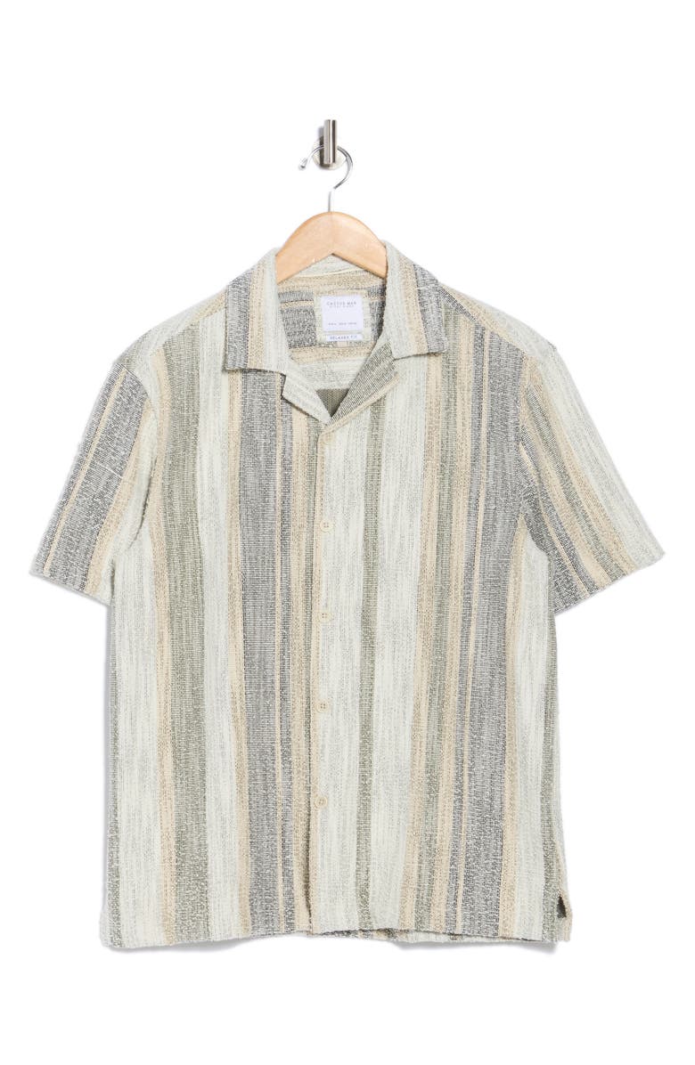 Cactus Man Relaxed Fit Stripe Textured Camp Shirt, Alternate, color, Sand