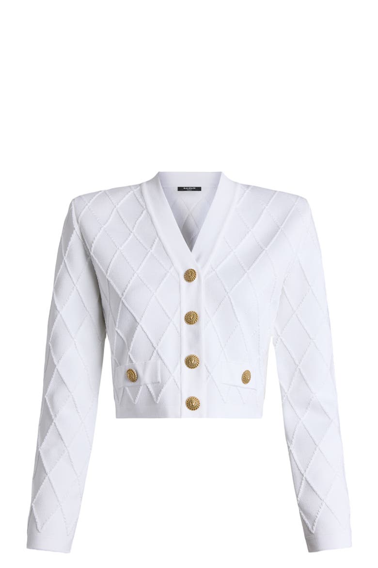 Cropped knit cardigan, Alternate, color, white