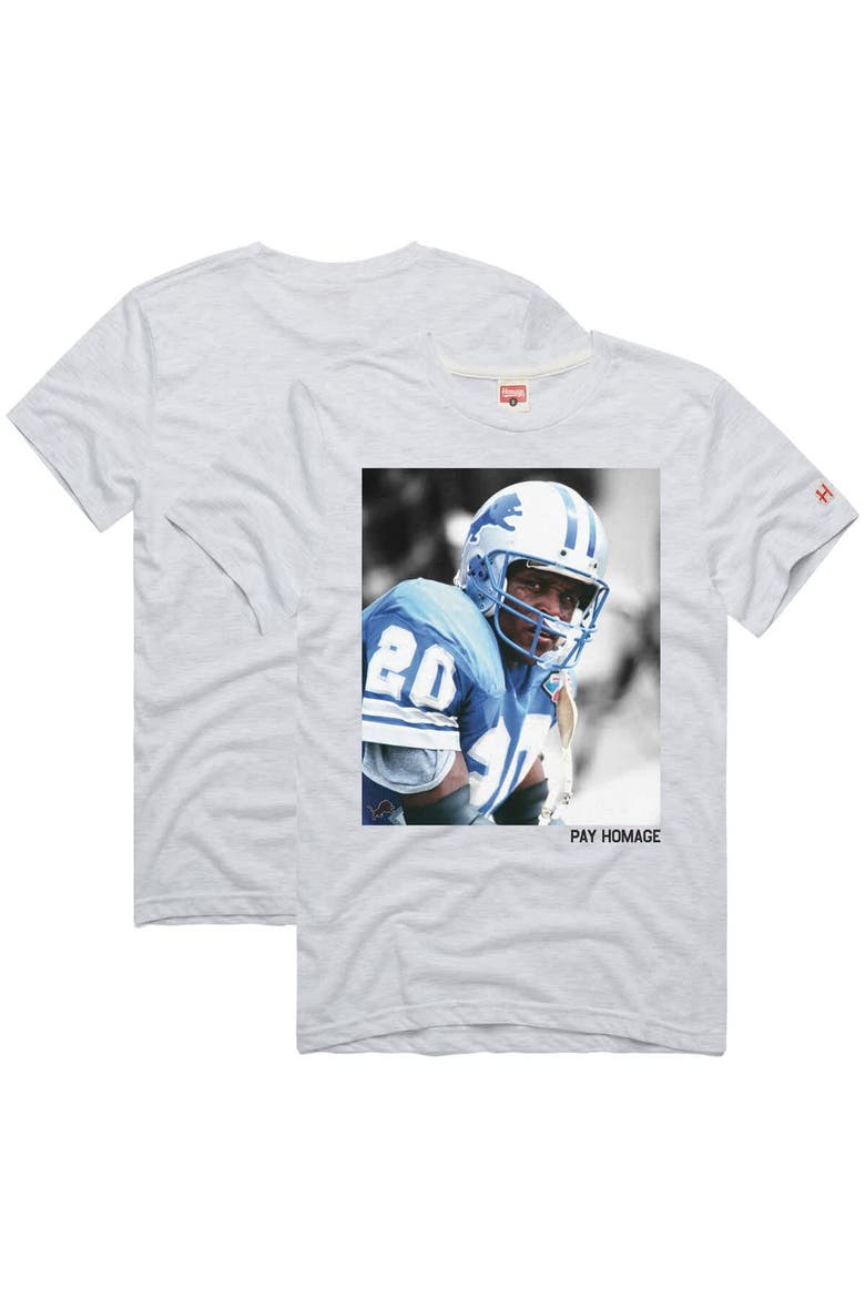 Unisex Homage Barry Sanders Ash Detroit Lions Pay Homage Tri-Blend T-Shirt, Main, color, Ash