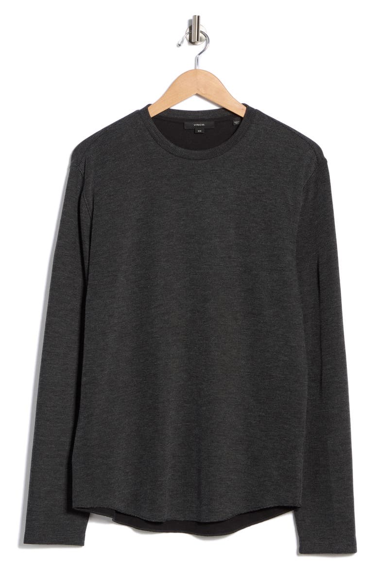 Crewneck Long Sleeve Knit T-Shirt, Alternate, color, BLACK/ OFF WHITE