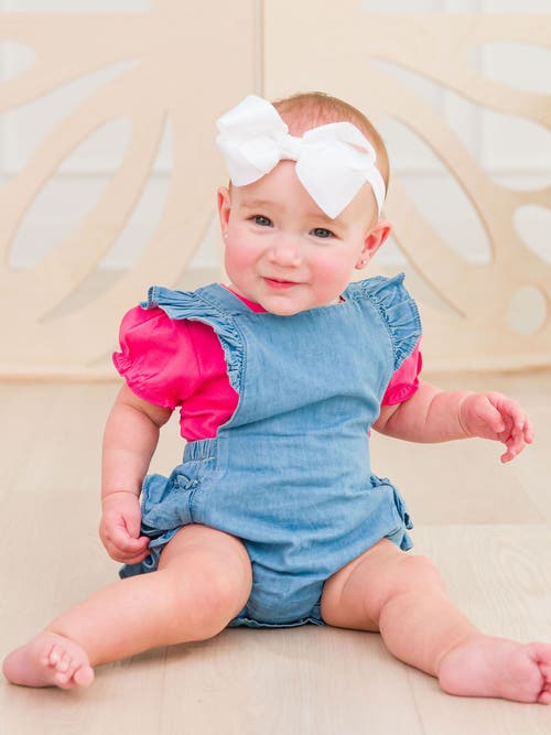 Rufflebutts Baby/toddler Girls Knit Puff Short Sleeve Bodysuit