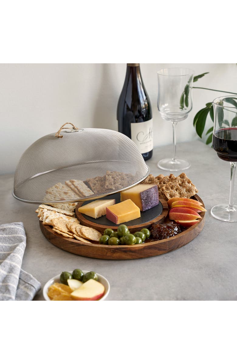 TWINE Modern Manor Cheese Board with Dome, Alternate, color, Brown