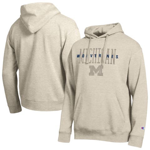 Men's Champion Oatmeal Michigan Wolverines All-Star Neutral Stack Hoodie