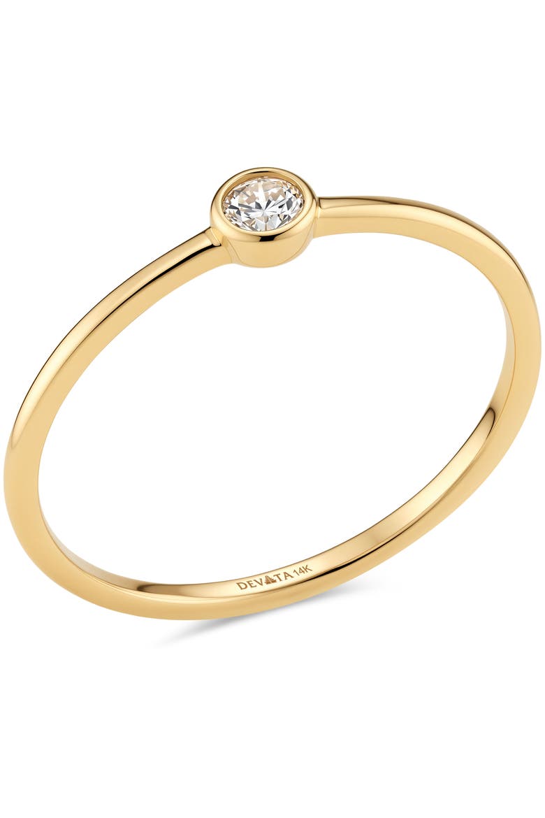 Round Bezel Lab Grown Diamond Solitaire Ring in 14K Gold, Alternate, color, Yellow Gold