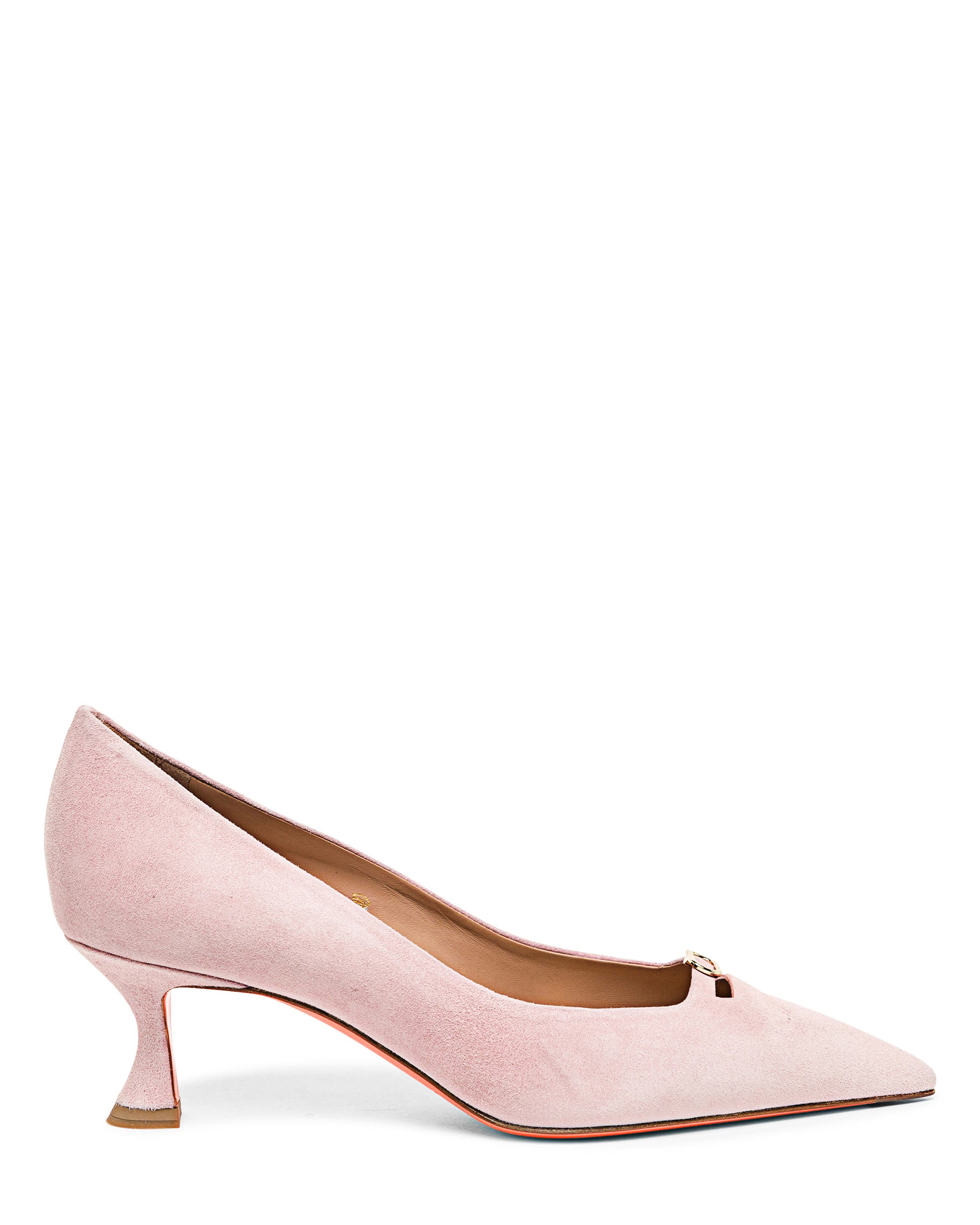 Santoni Women's Suede Mid-Heel Pump, Main, color, Pink