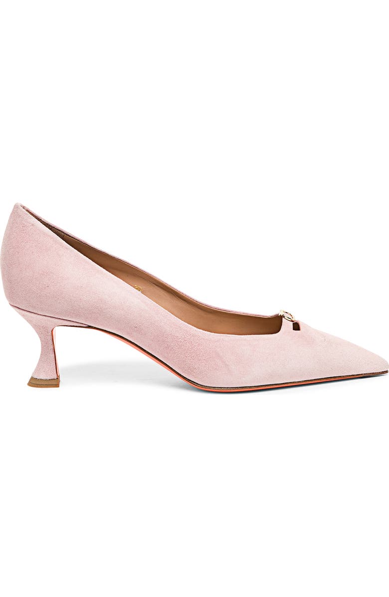 Santoni Women's Suede Mid-Heel Pump, Main, color, Pink