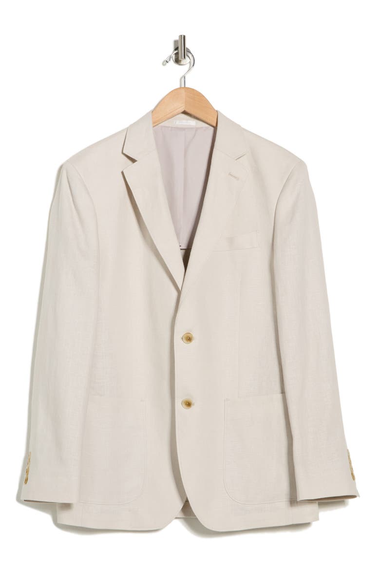 Solid Notch Lapel Linen Sport Coat, Alternate, color, GREY MOONBEAM
