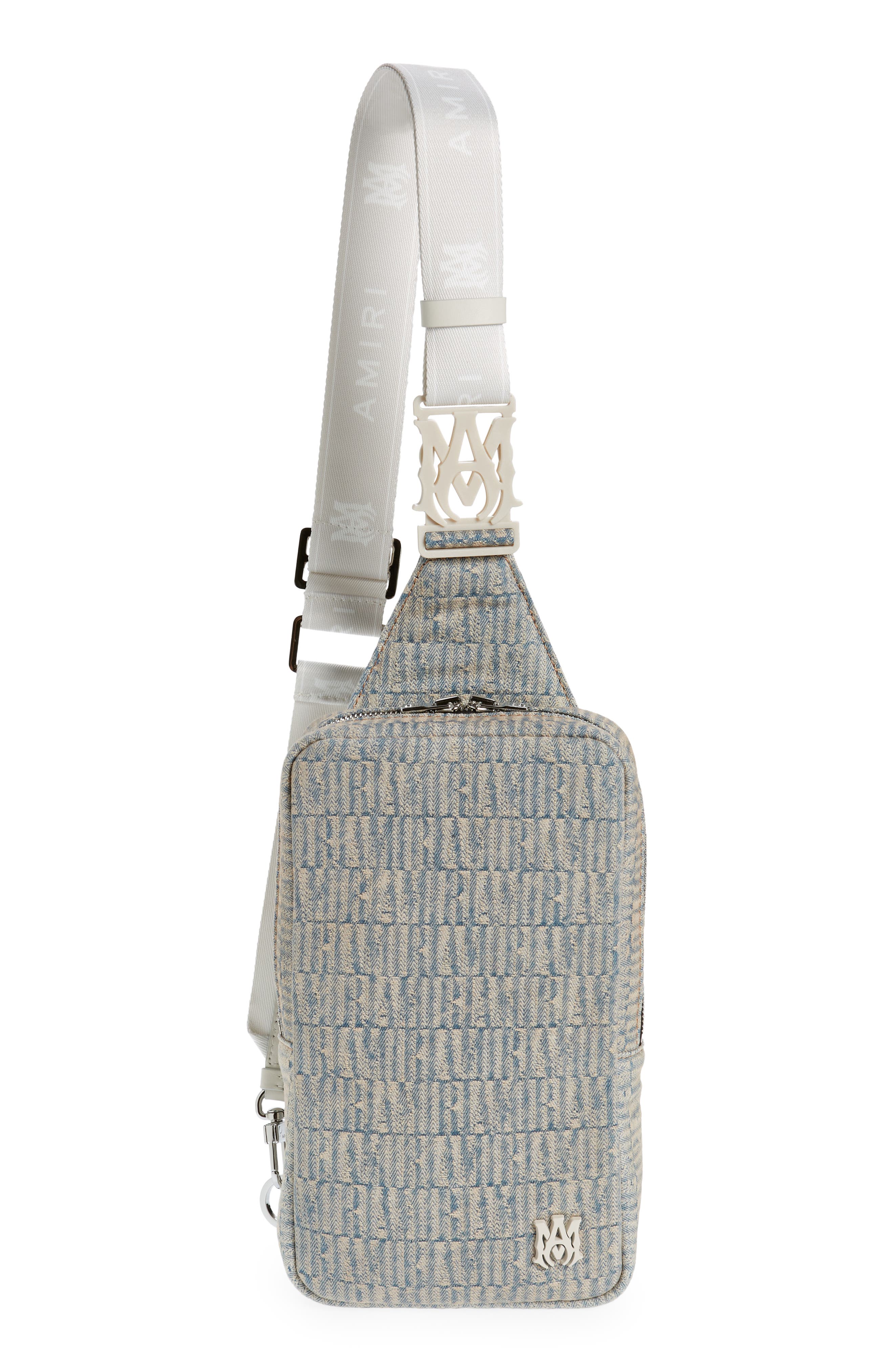 Logo Jacquard Denim Sling Bag, Main, color, CLAY INDIGO