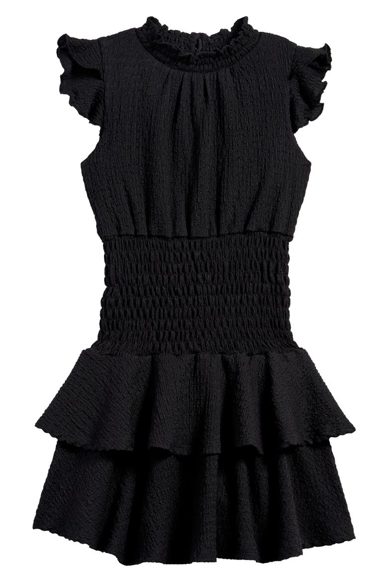 Kids' Smocked Knit Party Dress, Main, color, BLACK