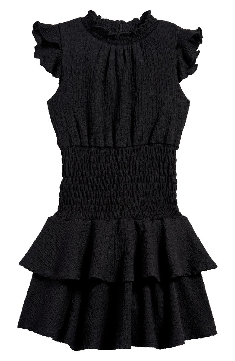 Ava & Yelly Kids' Smocked Knit Party Dress, Main, color, Black