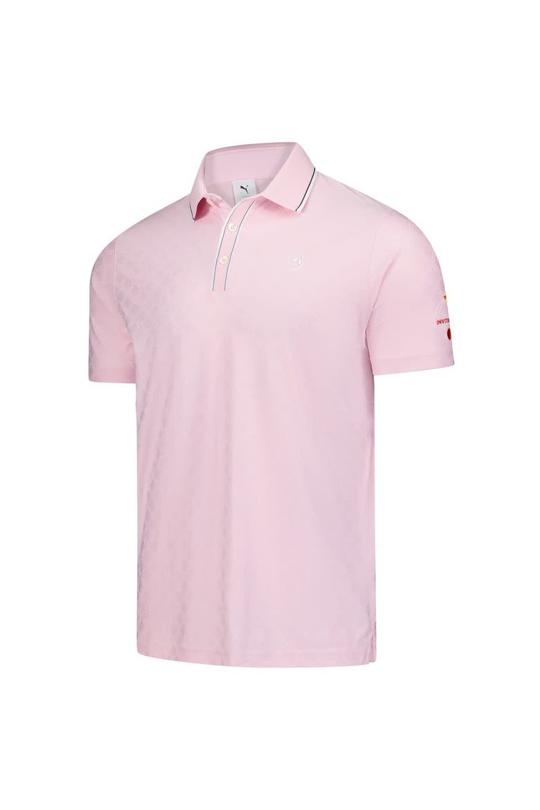 Men's Puma  Pink Arnold Palmer Invitational Tipped Jacquard Polo, Alternate, color, Pink
