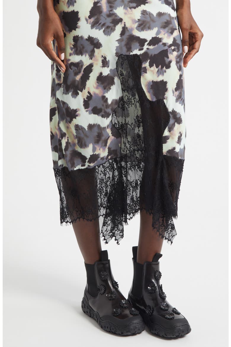Hiss Crepe & Lace Midi Skirt, Alternate, color, SNOW LEOPARD