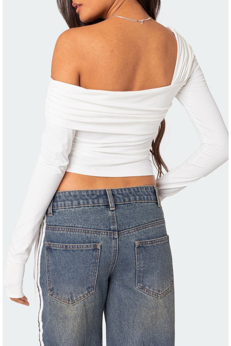 Asymmetric Neck Crop Top, Alternate, color, WHITE