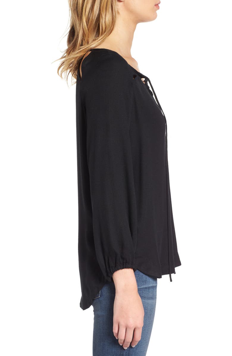 Ella Moss Stella Cutout Lace-Up Blouse, Alternate, color, 