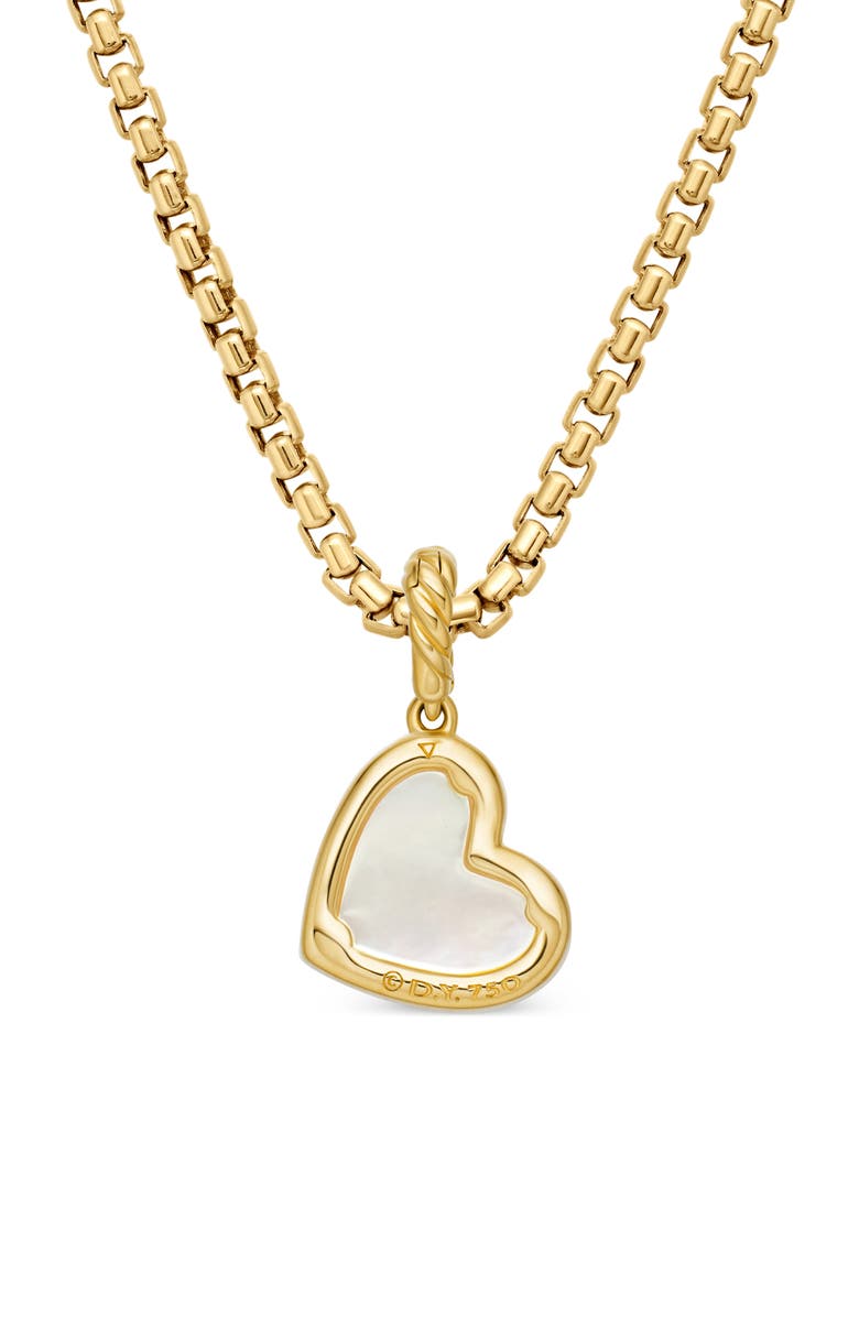 David Yurman Elements Mother of Pearl Heart Amulet in 18K Yellow Gold with Diamonds, Alternate, color, 