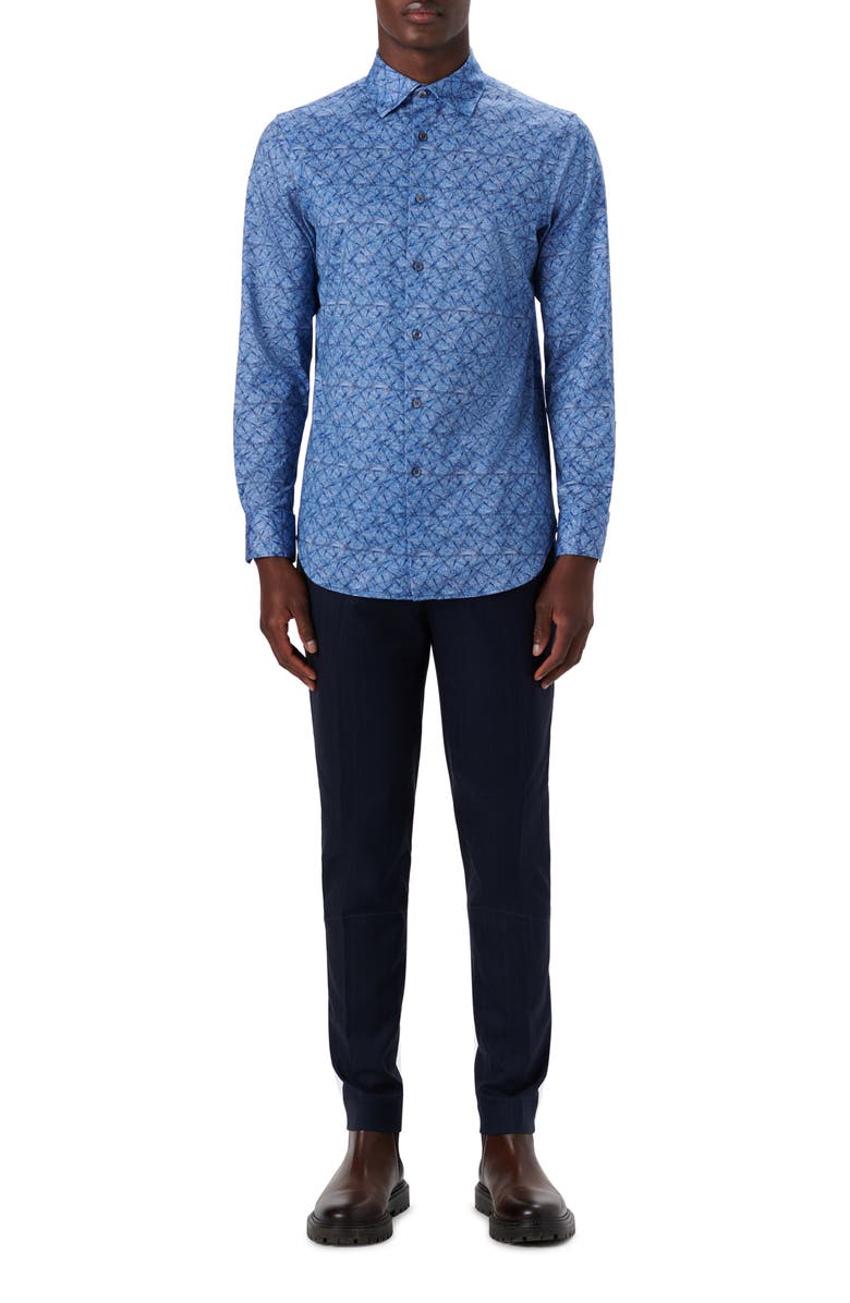 Bugatchi OoohCotton<sup>®</sup> Abstract Print Button-Up Shirt, Alternate, color, 