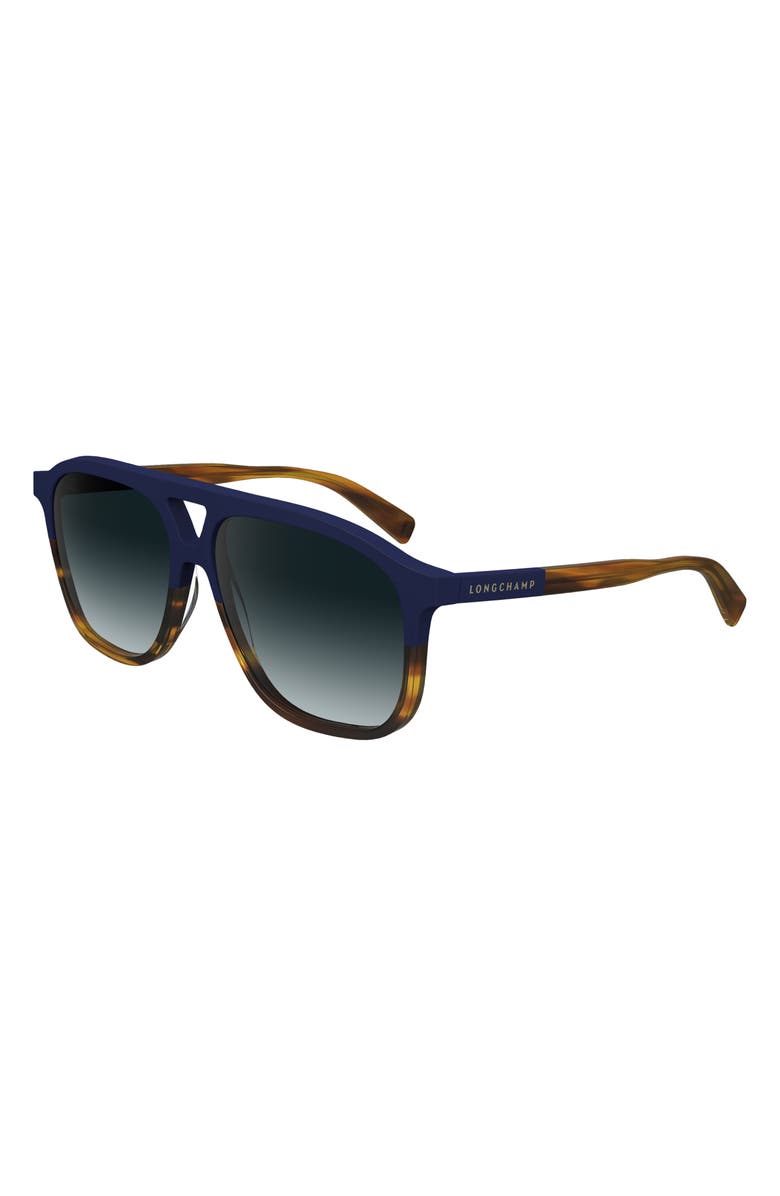 Longchamp Heritage 58mm Gradient Aviator Sunglasses, Alternate, color, Blue/ Havana