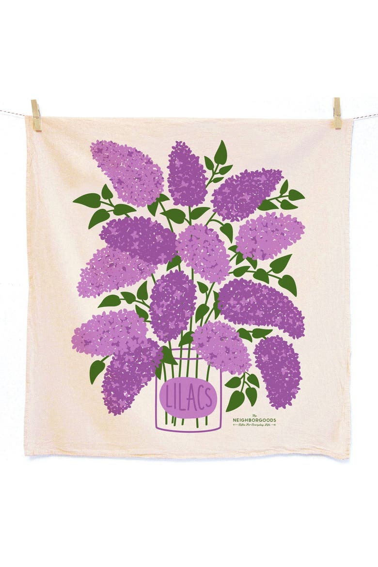 Flower Garden - Dish Towel Set of 2, Alternate, color, Purple