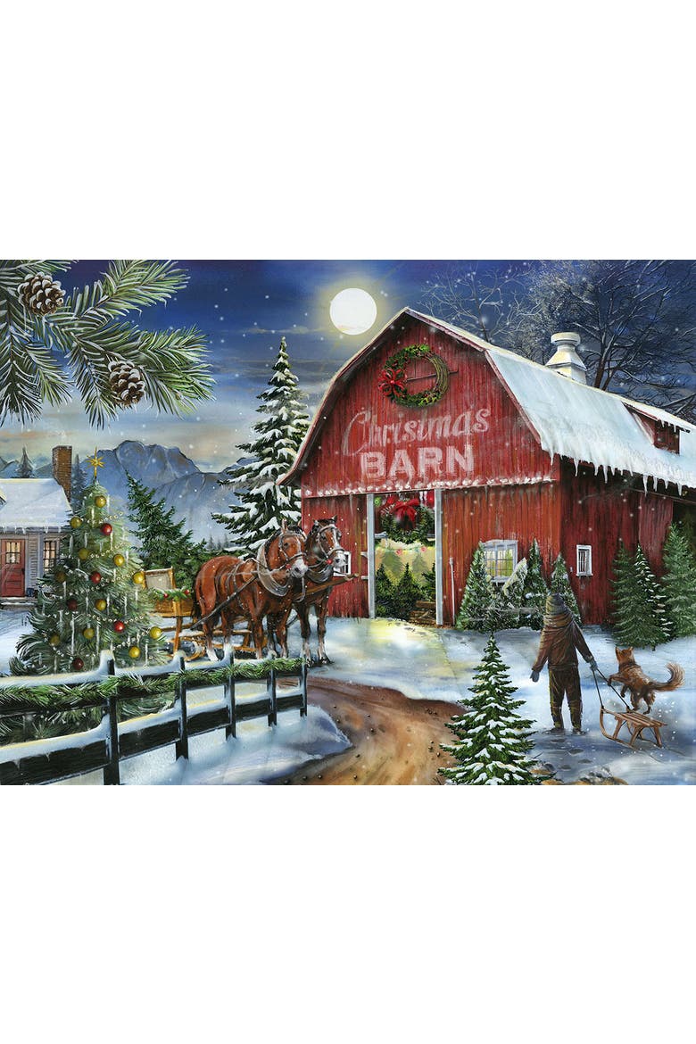 At the Christmas Barn 500 piece Jigsaw Puzzle for Adults, Main, color, Multicolor