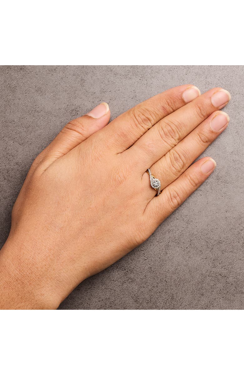 Haus of Brilliance Silver 1/4 Cttw Diamond Bypass and Halo Promise Ring, Alternate, color, Yellow