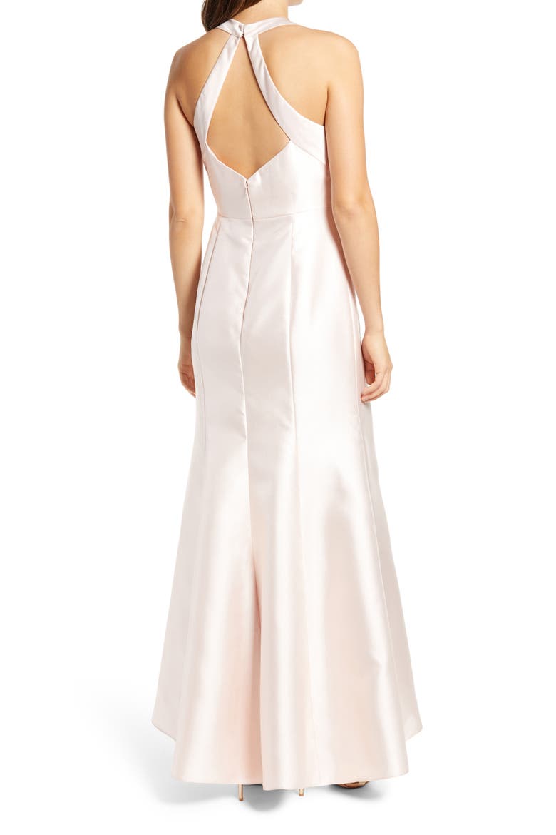 Halter Satin Trumpet Gown, Alternate, color, BLUSH