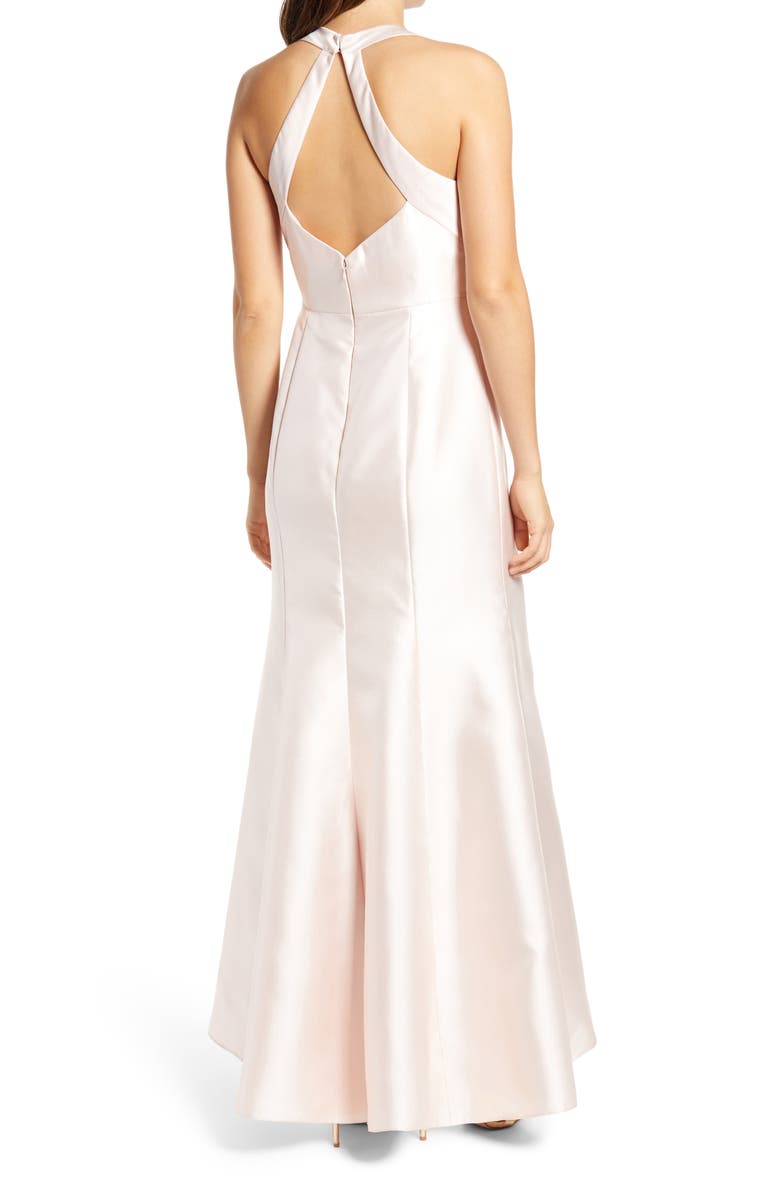 Alfred Sung Halter Satin Trumpet Gown, Alternate, color, Blush