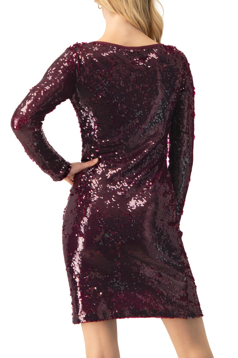 Short Sequin Dress, Alternate, color, Wine