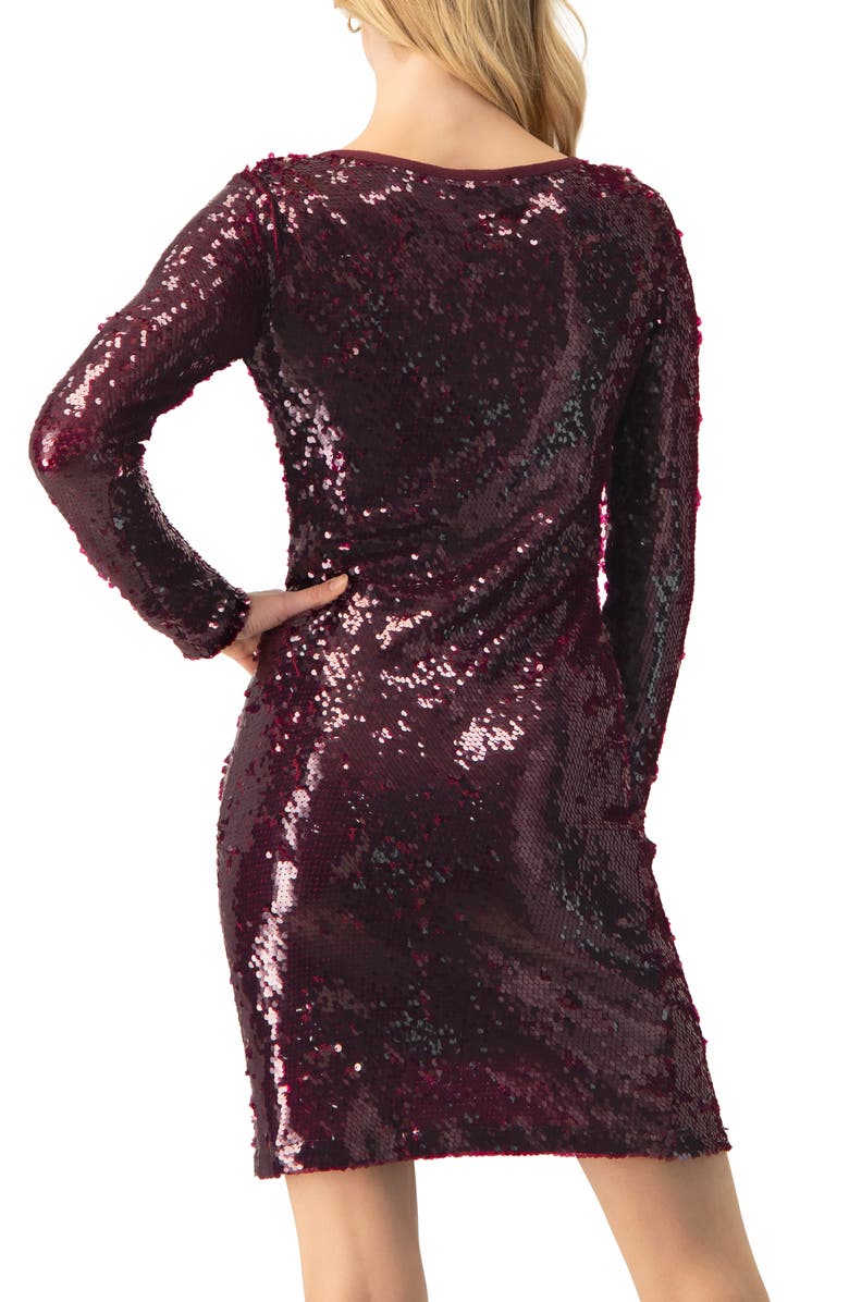 IVONNE Short Sequin Dress, Alternate, color, Wine
