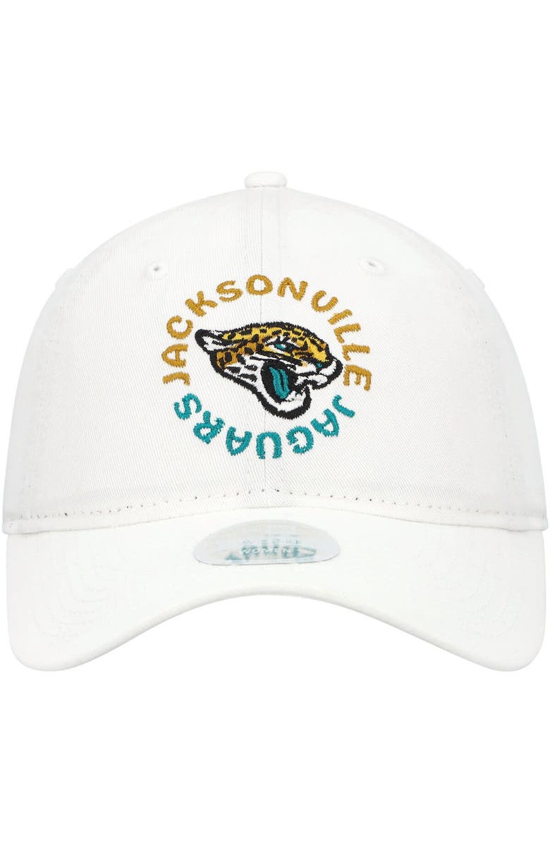 New Era Women's New Era White Jacksonville Jaguars Circle Primary Logo 9TWENTY Adjustable Hat, Alternate, color,