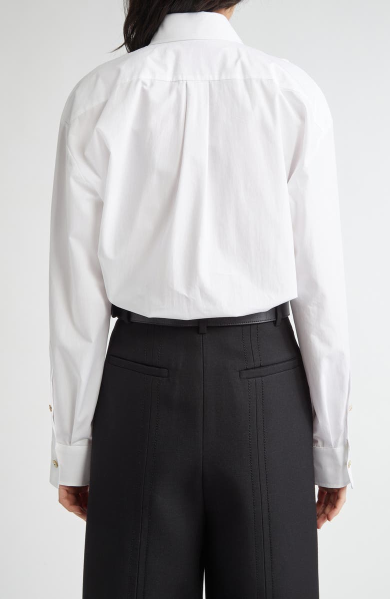 Valentino Garavani Ruffle Bib Cotton Poplin Button-Up Shirt, Alternate, color, 