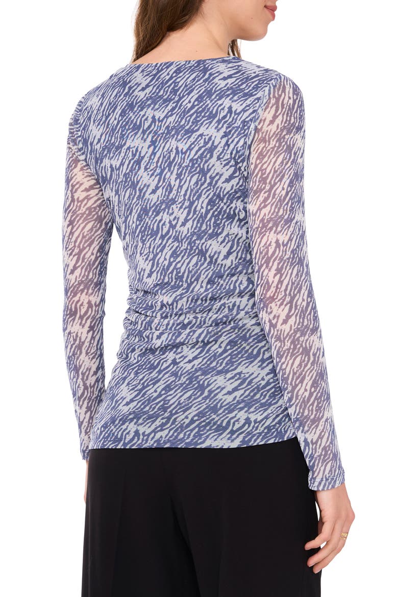 Ruched Mesh Top, Alternate, color, VINTAGE INDIGO BLUE