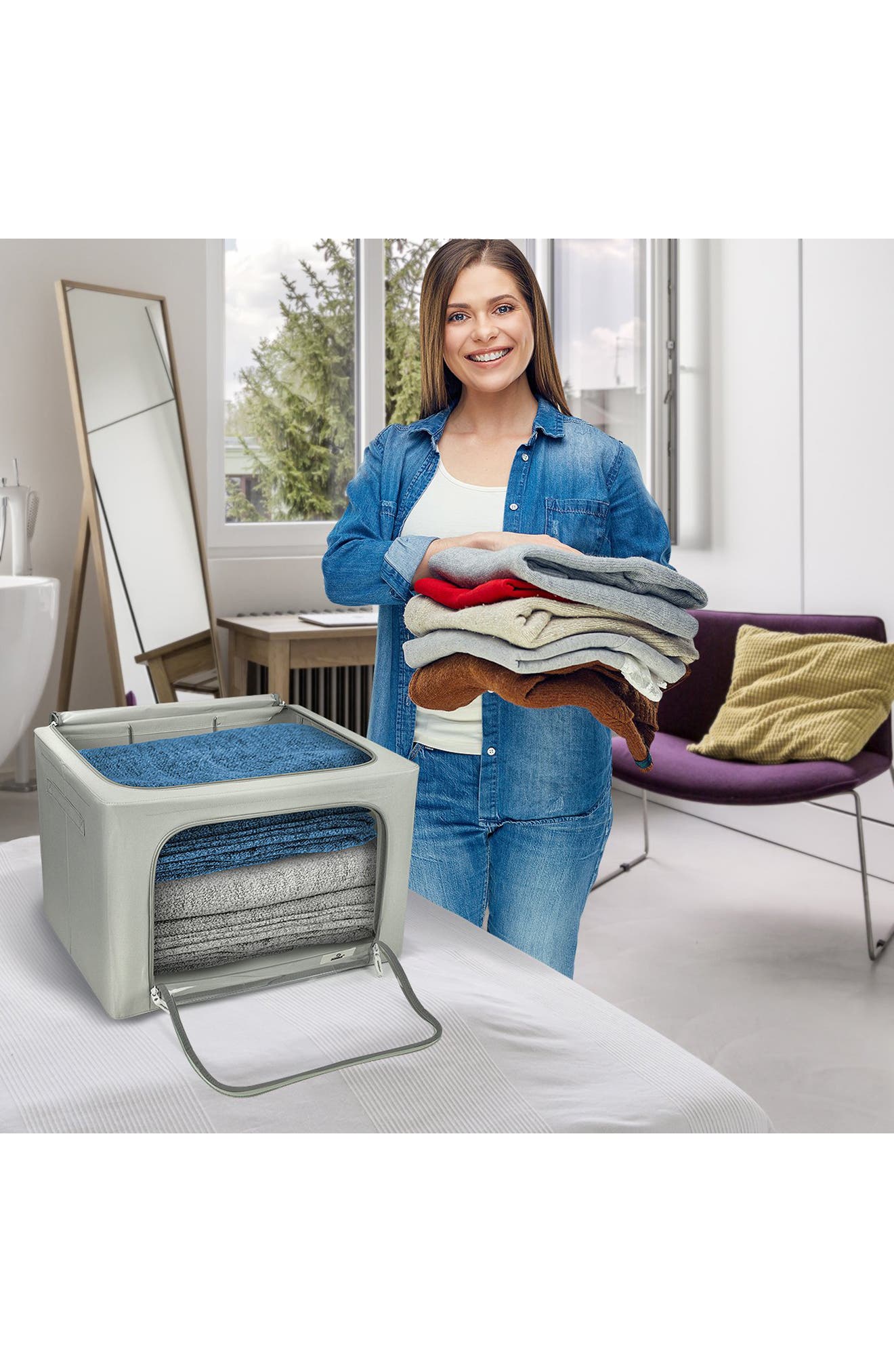 SORBUS 4-Pack Foldable Storage Boxes, Alternate, color, 