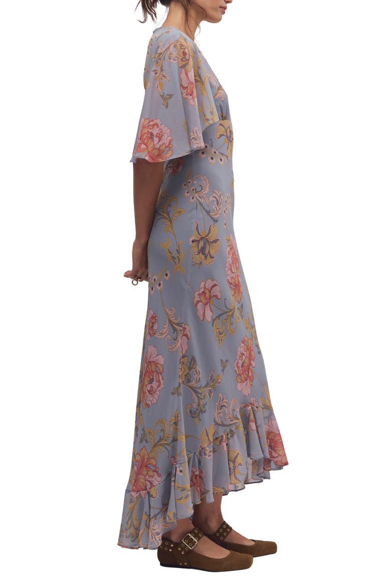 Swan Song Midi Dress, Alternate, color, TRADEWINDS COMBO