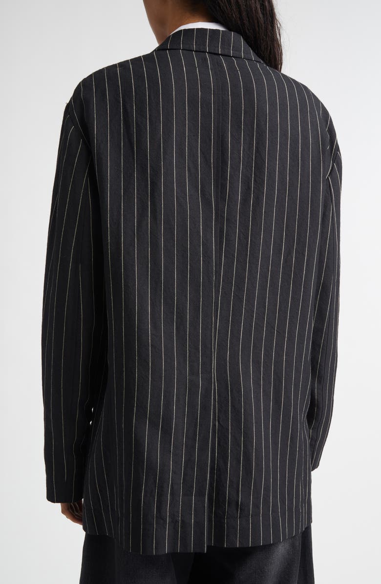 R13 Ragged Pinstripe Oversize Linen & Virgin Wool Blazer, Alternate, color, Black White Pinstripe