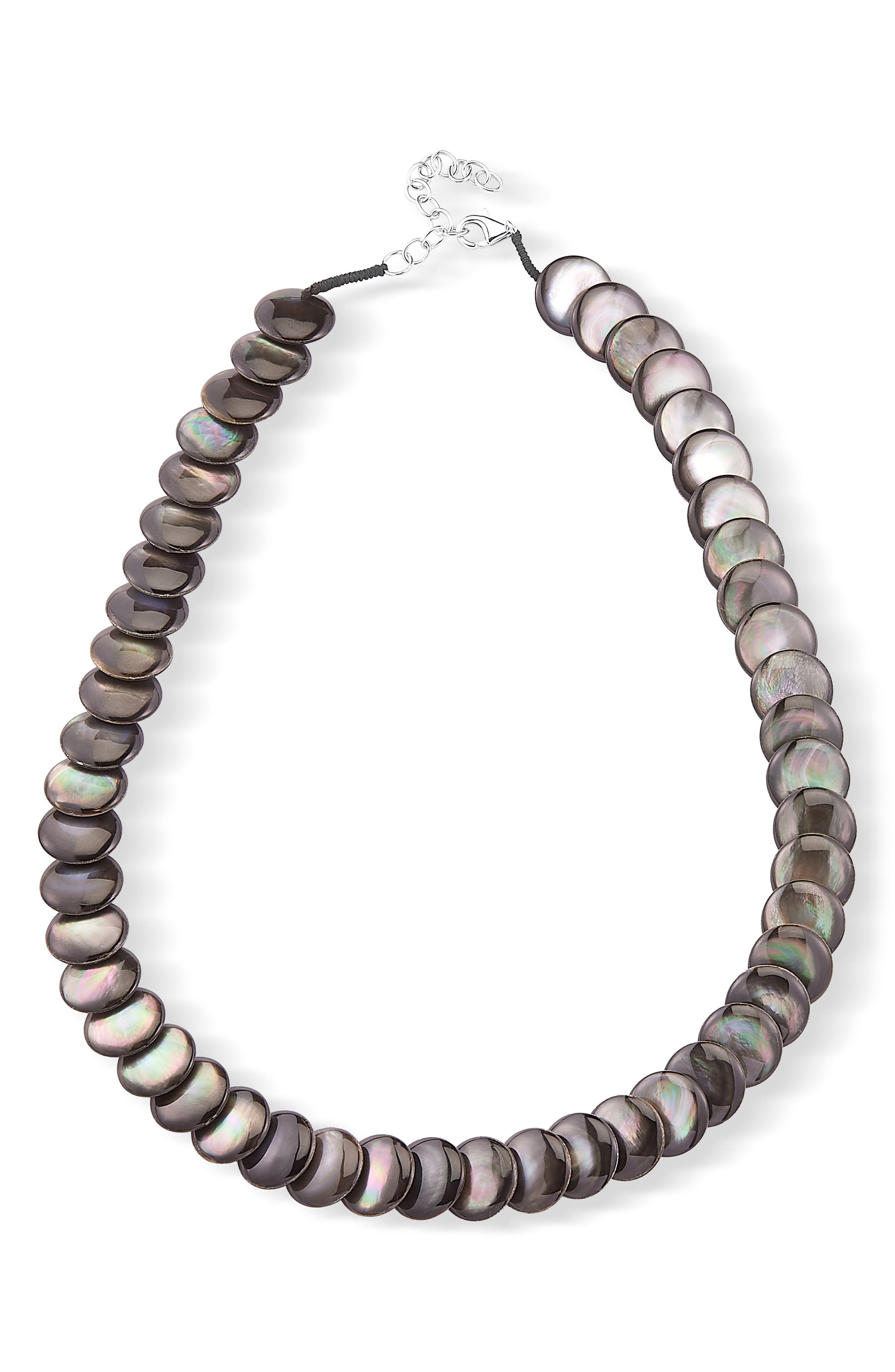 Sterling Silver Black Mother-of-Pearl Statement Necklace