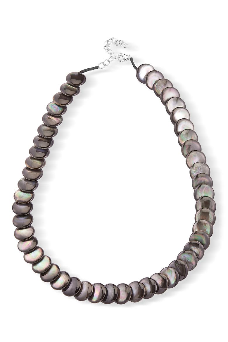 Sterling Silver Black Mother-of-Pearl Statement Necklace, Main, color, BLUE