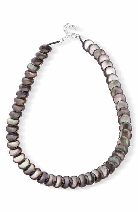 Sterling Silver Black Mother-of-Pearl Statement Necklace
