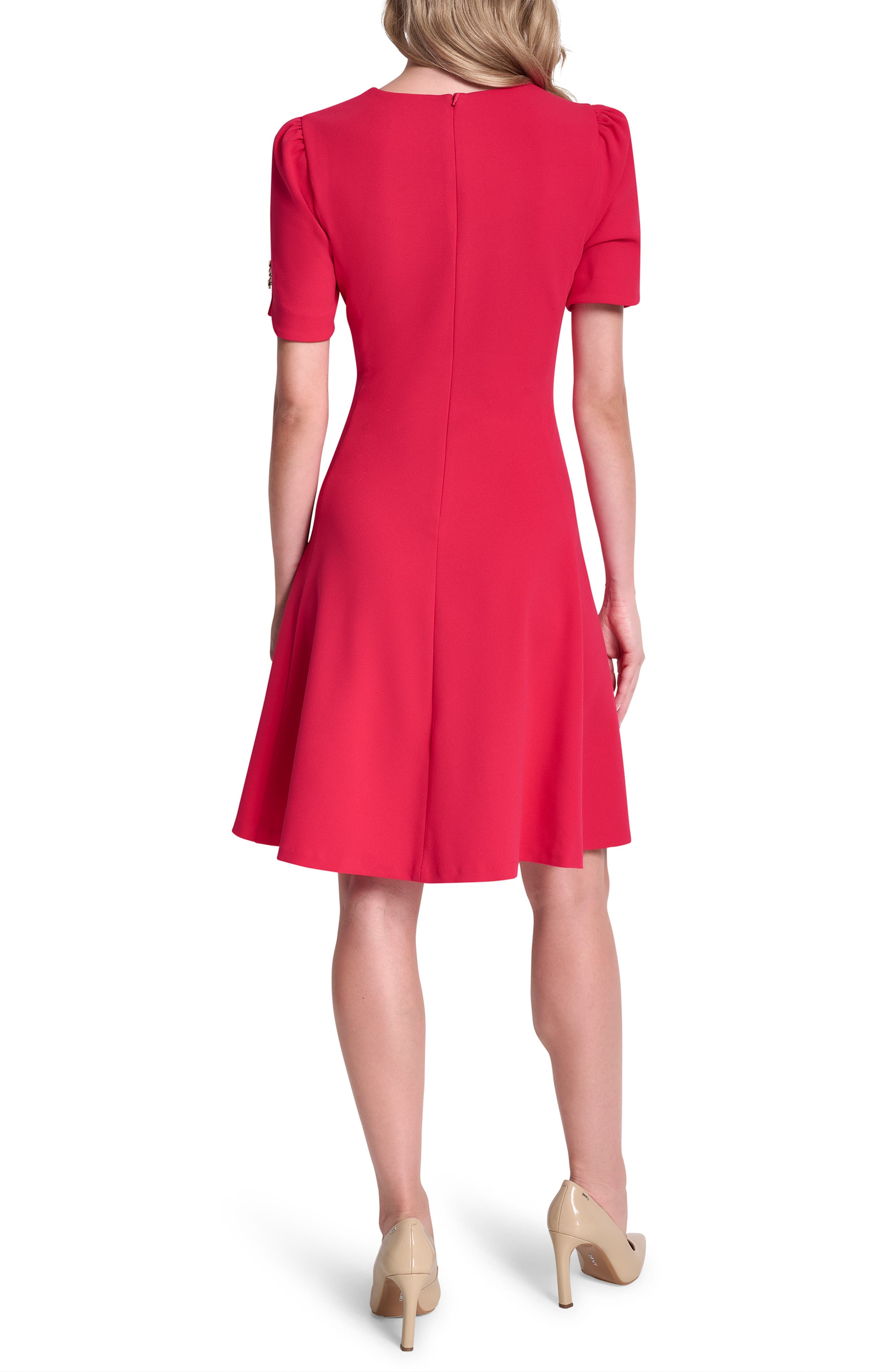 Button Trim Fit & Flare Midi Dress - image 4