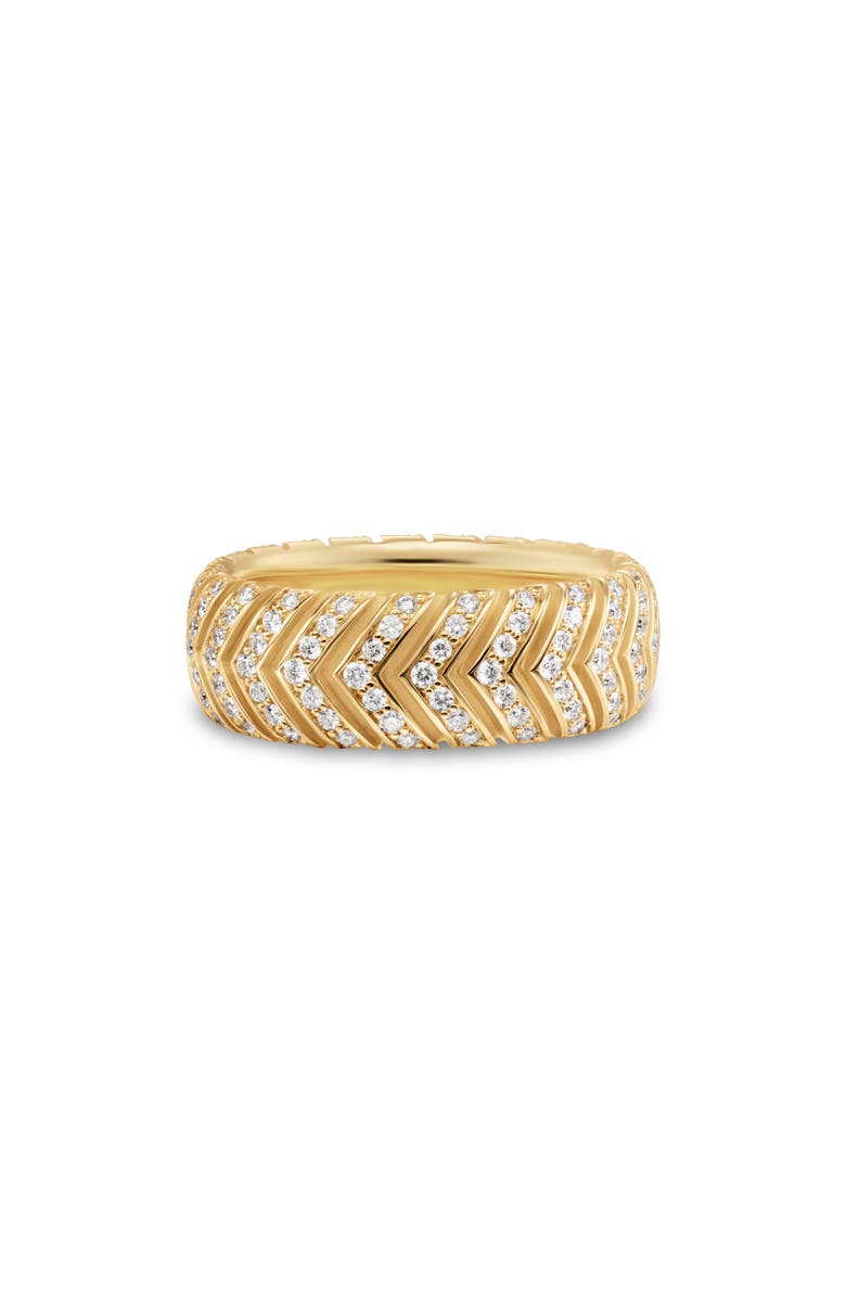 David Yurman Men's Chevron Band Ring in 18K Yellow Gold with Diamonds, 8mm, Main, color, Gold
