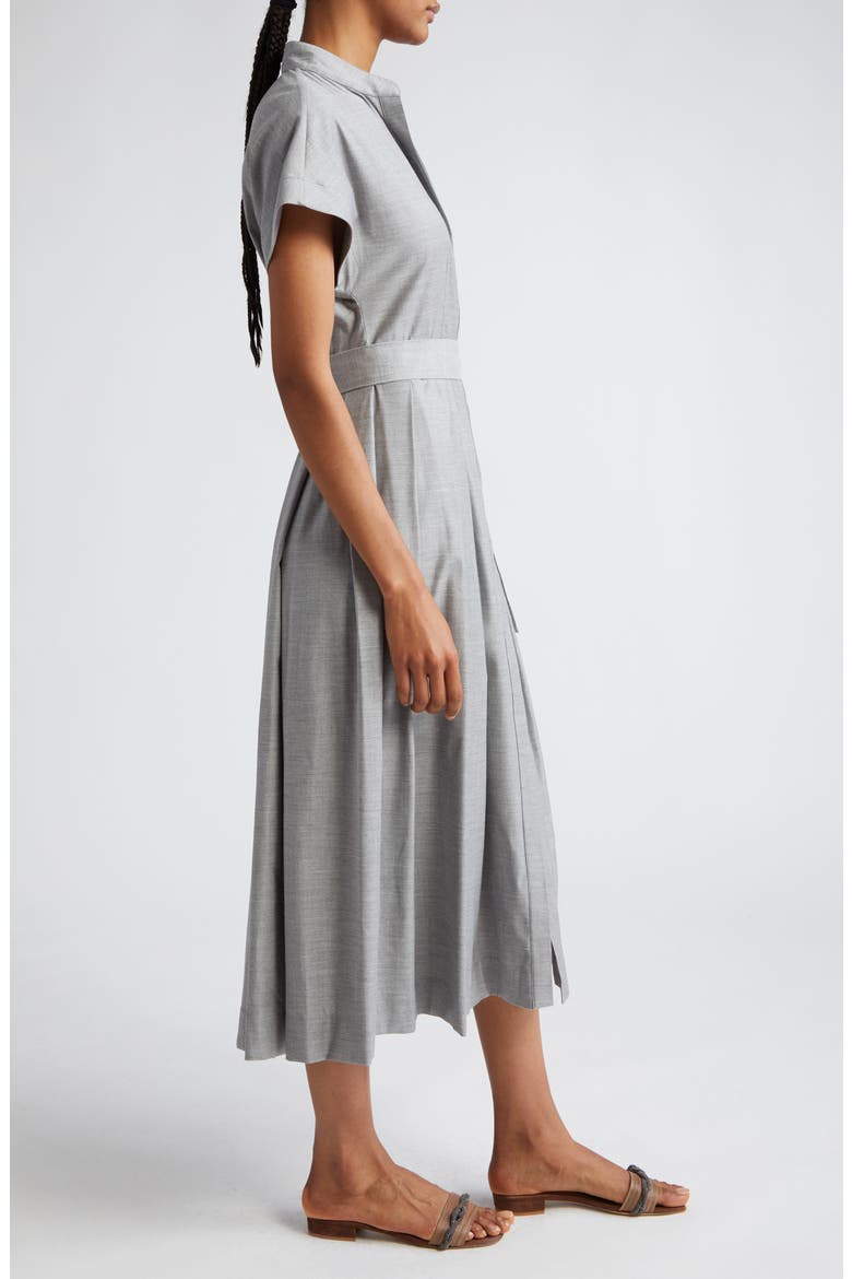 Belted Virgin Wool Blend Shirtdress, Alternate, color, MELANGE LIGHT GRAY